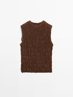 Gathered cotton blend top