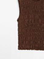 Gathered cotton blend top