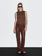 Gathered cotton blend top