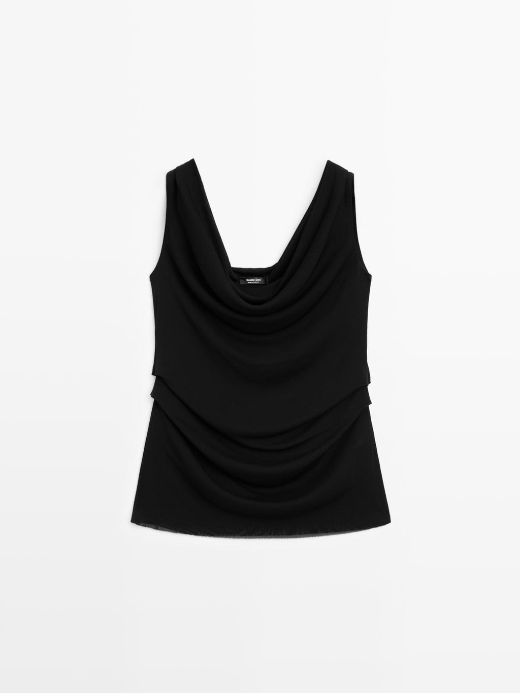 Flowing draped neck top