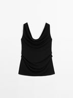 Flowing draped neck top