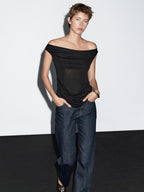 Flowing draped neck top