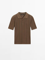 100% cotton polo shirt with ribbed detail
