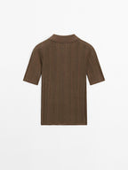 100% cotton polo shirt with ribbed detail