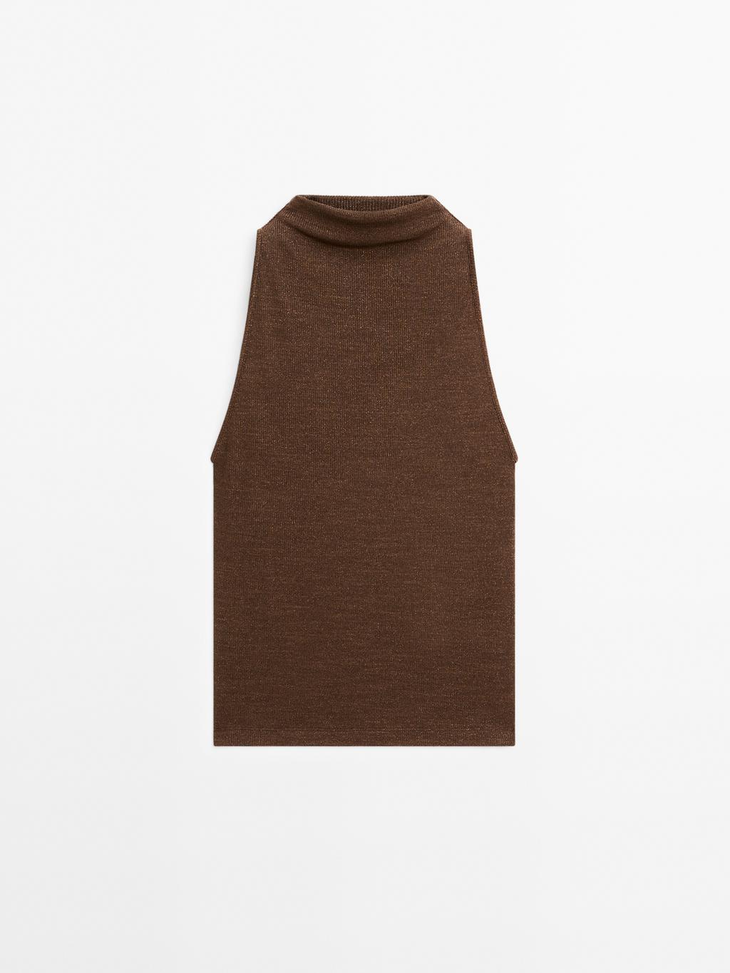 Metallic-effect halterneck top