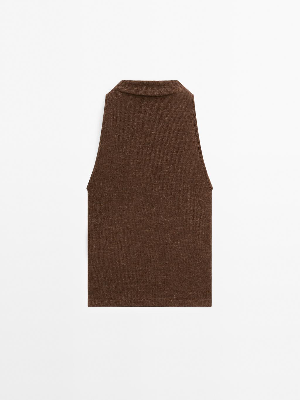 Metallic-effect halterneck top
