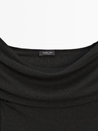 Ribbed long sleeve T-shirt with metallic finish