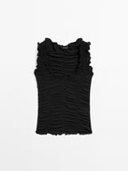 Creased-effect cotton top