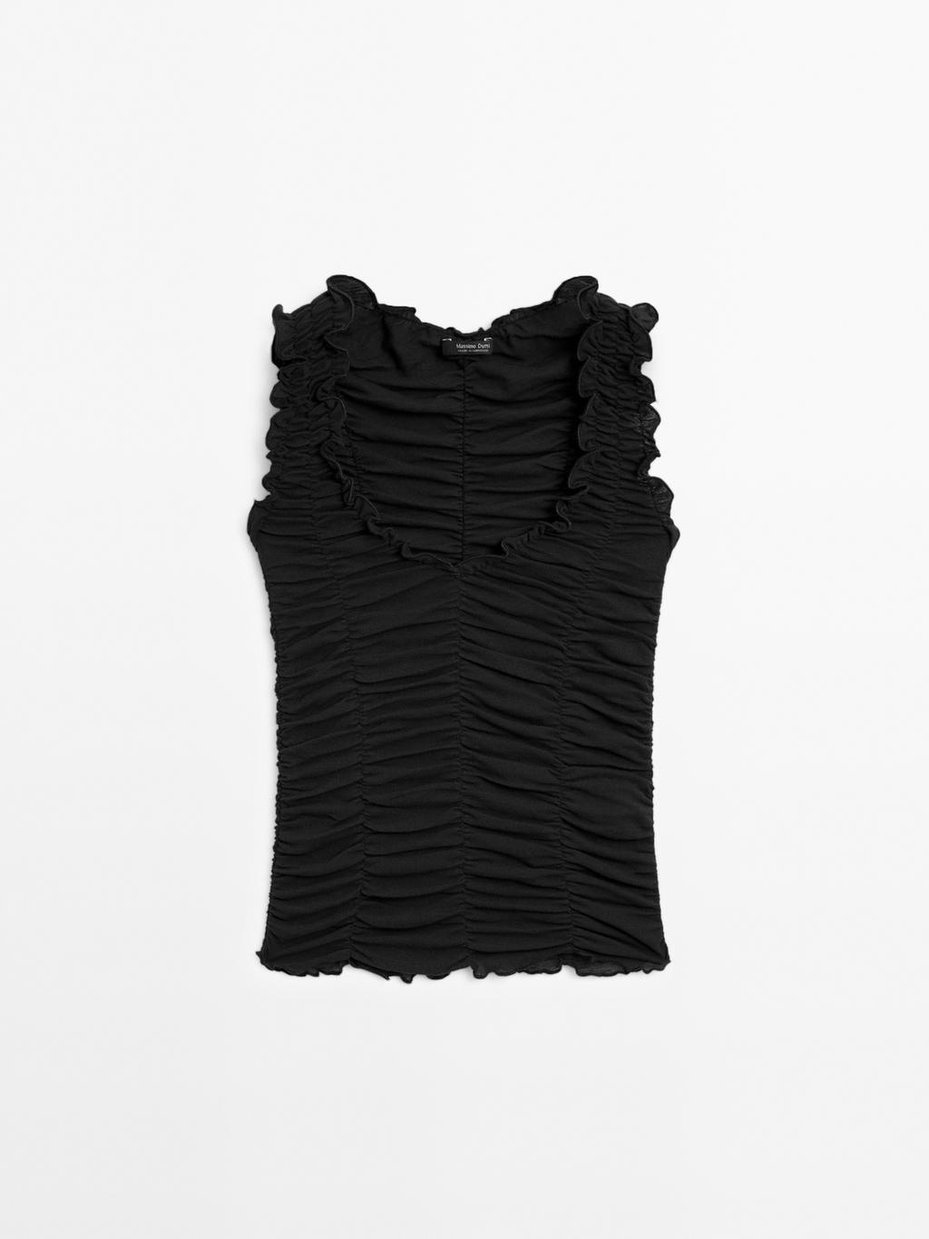 Creased-effect cotton top