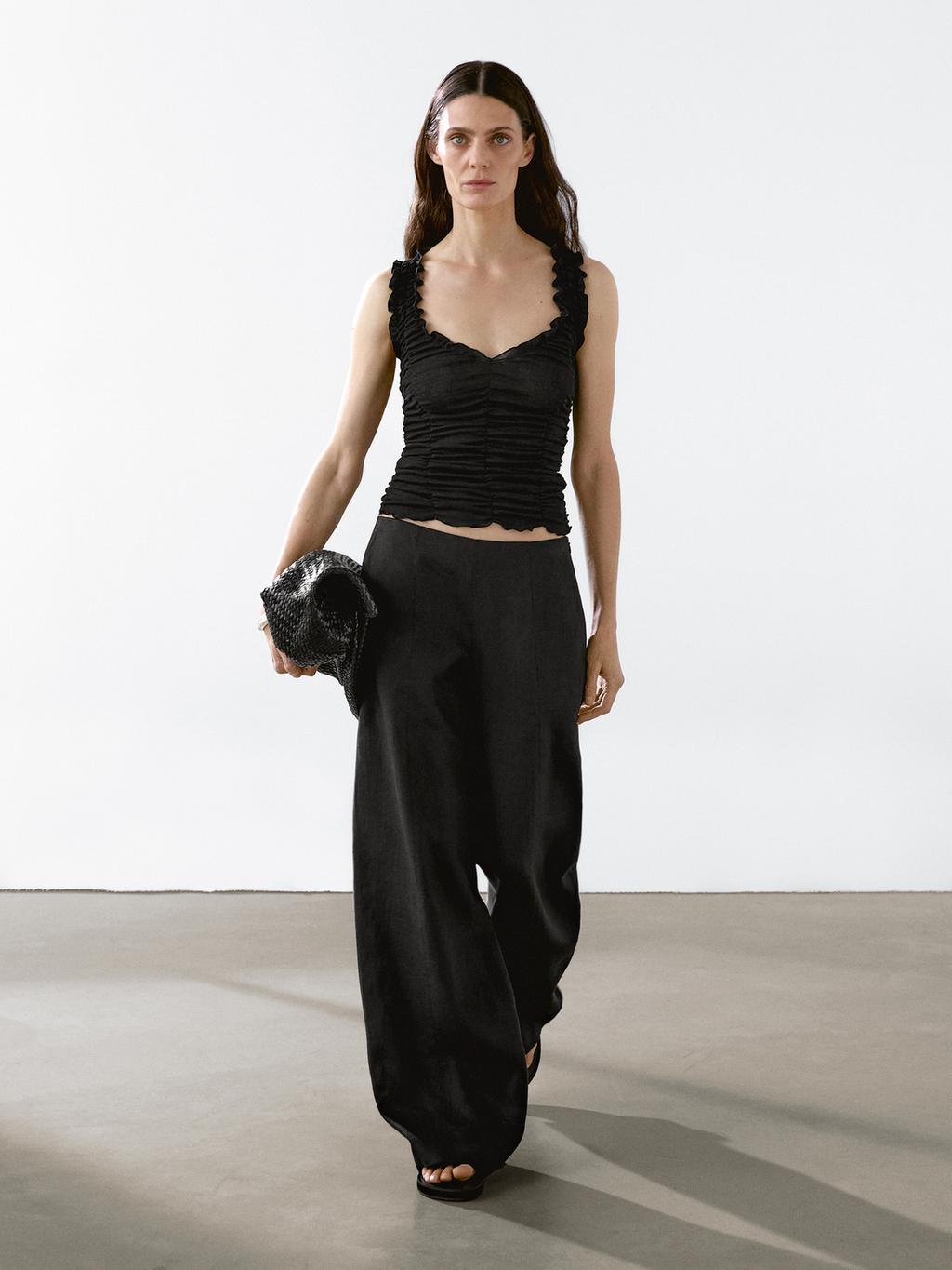 Creased-effect cotton top