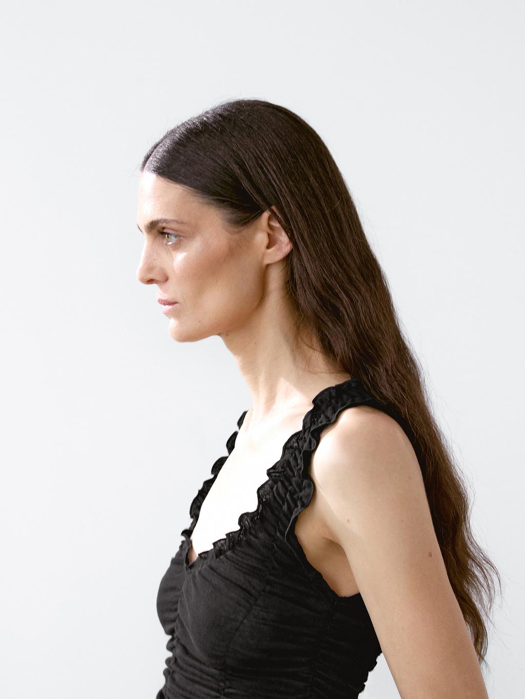 Creased-effect cotton top