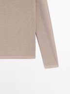 Boat neck T-shirt with metallic finish