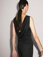 100% cotton top with draped low-cut back