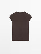 Cotton T-shirt with short raglan sleeves