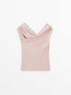 100% cotton surplice boat neck top