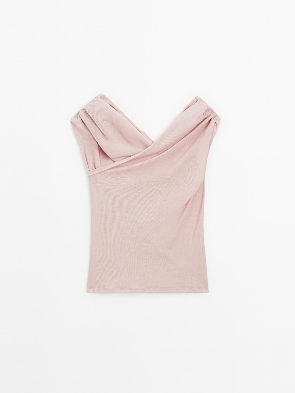 100% cotton surplice boat neck top