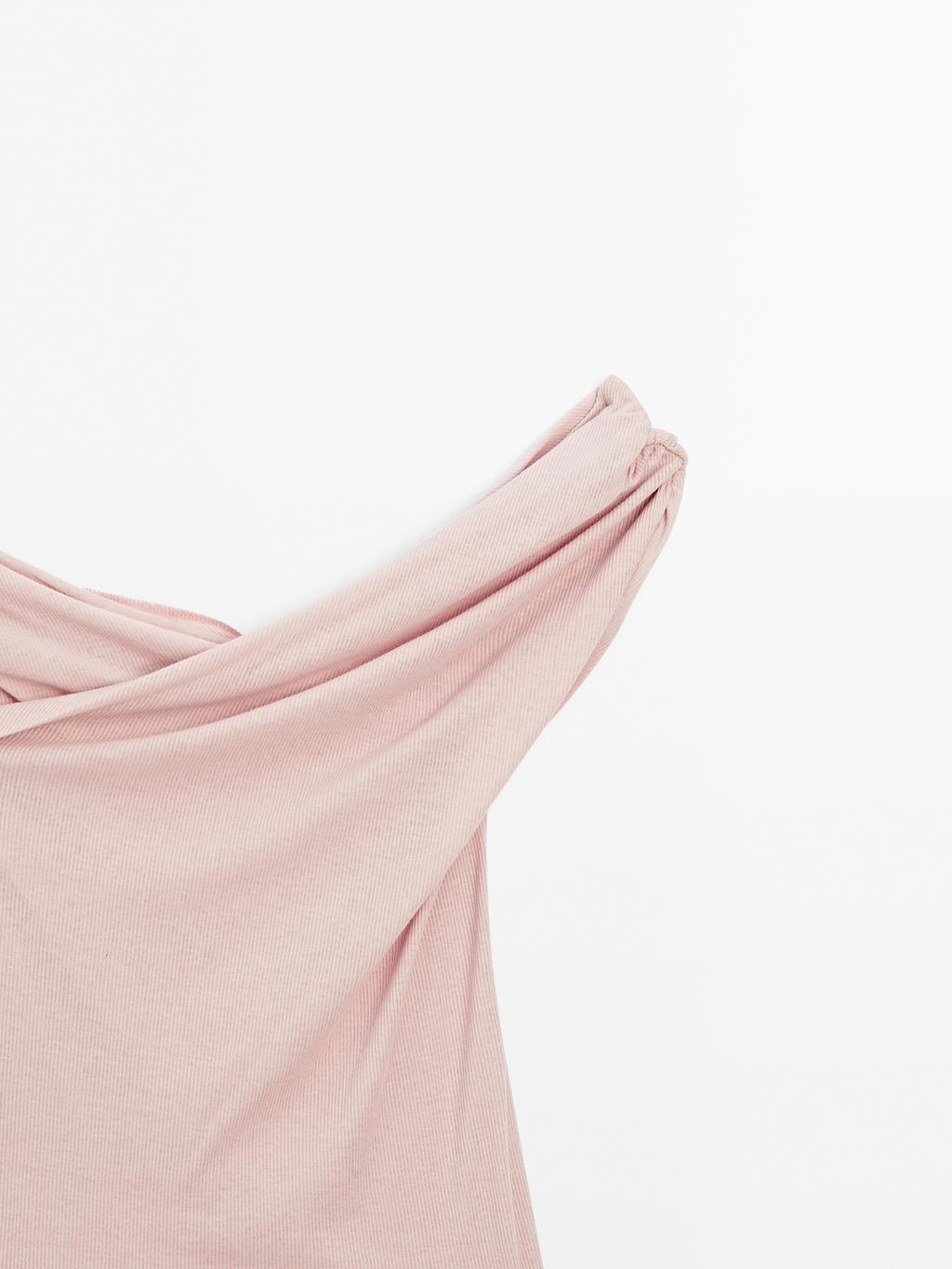 100% cotton surplice boat neck top