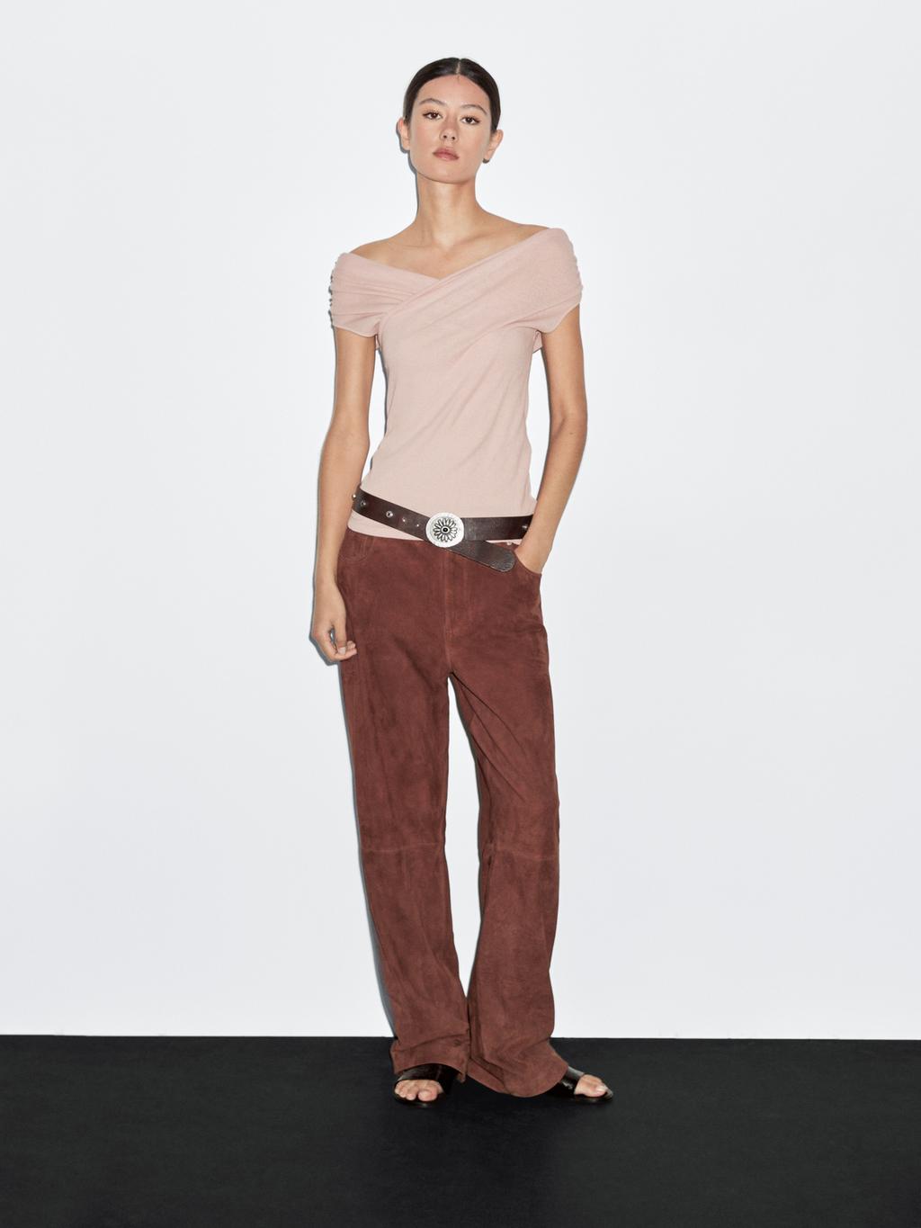 100% cotton surplice boat neck top