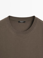 Cropped T-shirt with contrast ribbed trims