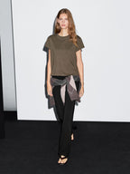 Cropped T-shirt with contrast ribbed trims