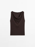 100% cotton top with draped neckline