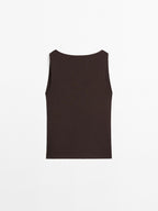 100% cotton top with draped neckline