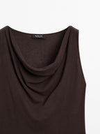 100% cotton top with draped neckline