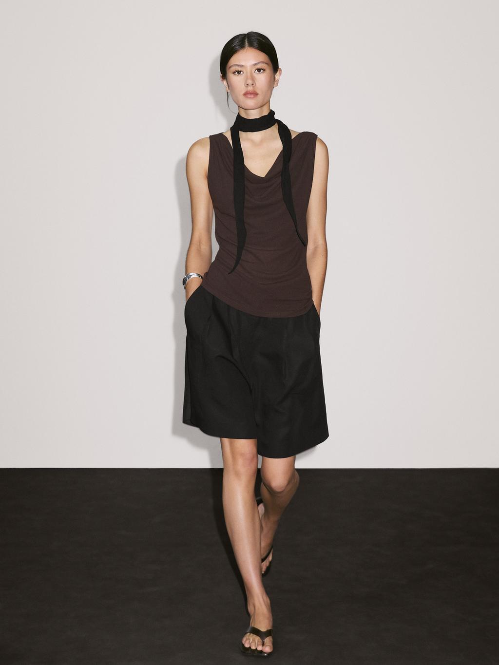 100% cotton top with draped neckline