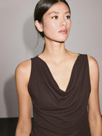 100% cotton top with draped neckline