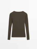 Long sleeve T-shirt with ribbed detail
