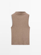 100% cotton funnel neck top