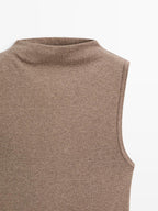 100% cotton funnel neck top