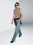 100% cotton funnel neck top