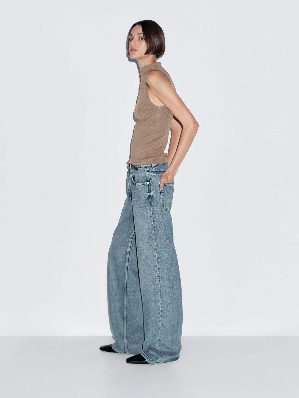 100% cotton funnel neck top