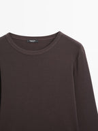Ribbed long sleeve melange T-shirt