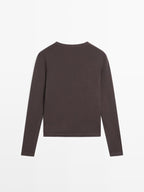 Ribbed long sleeve melange T-shirt