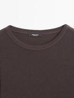 Ribbed long sleeve melange T-shirt