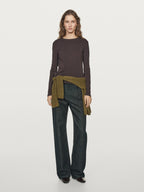 Ribbed long sleeve melange T-shirt