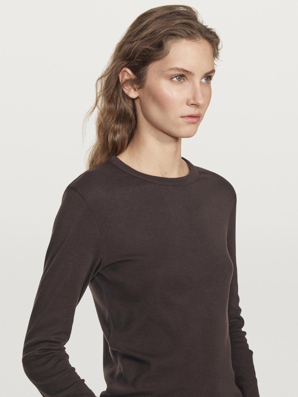 Ribbed long sleeve melange T-shirt