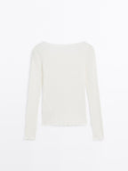 Long sleeve textured 100% cotton top