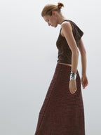 Draped cotton top with knot detail