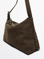 Split suede leather crossbody bag