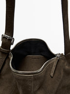 Split suede leather crossbody bag