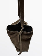 Split suede leather crossbody bag