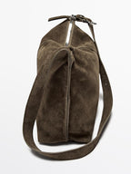 Split suede leather crossbody bag
