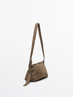Split suede leather mini crossbody bag