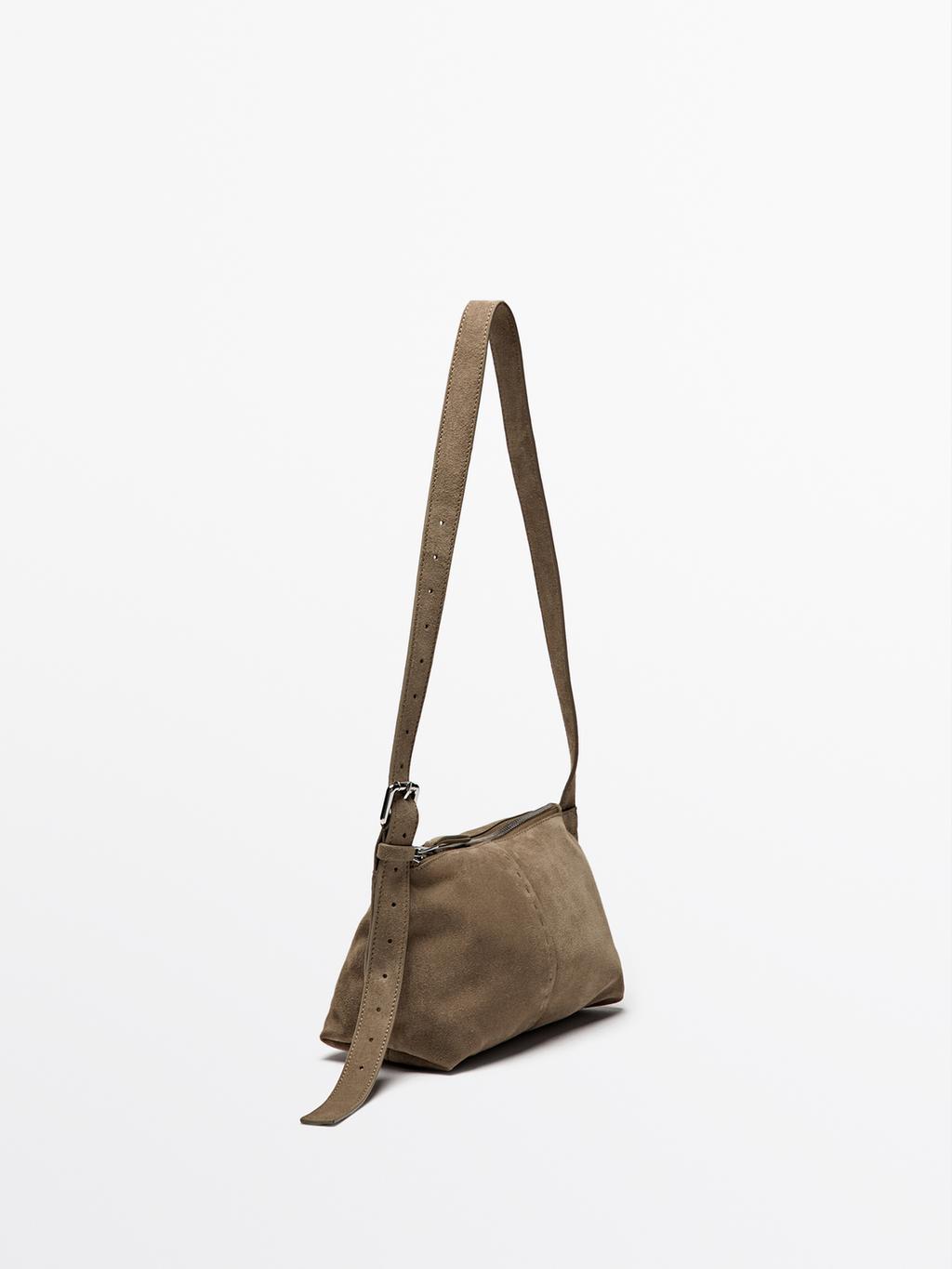Split suede leather mini crossbody bag