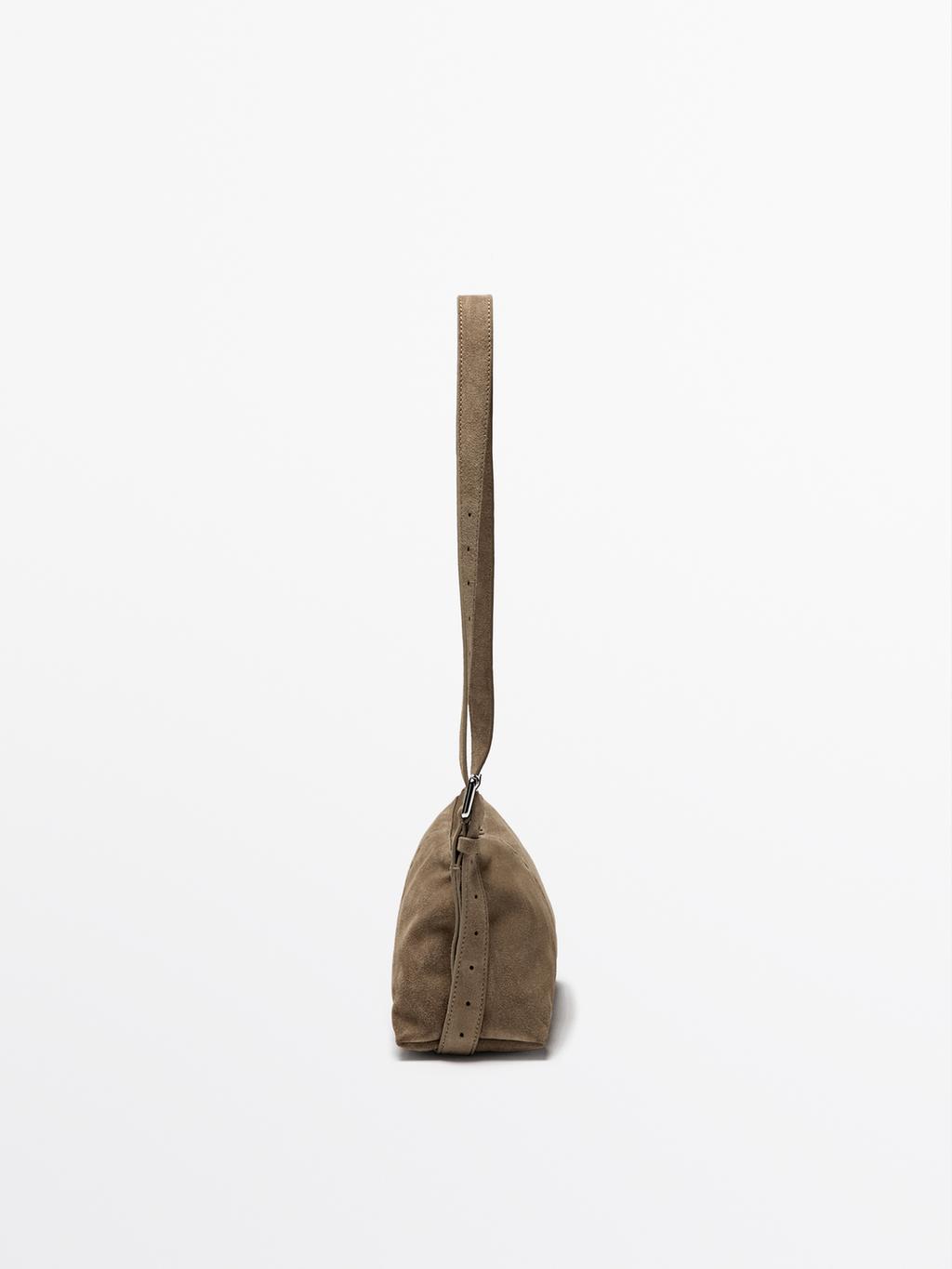 Split suede leather mini crossbody bag