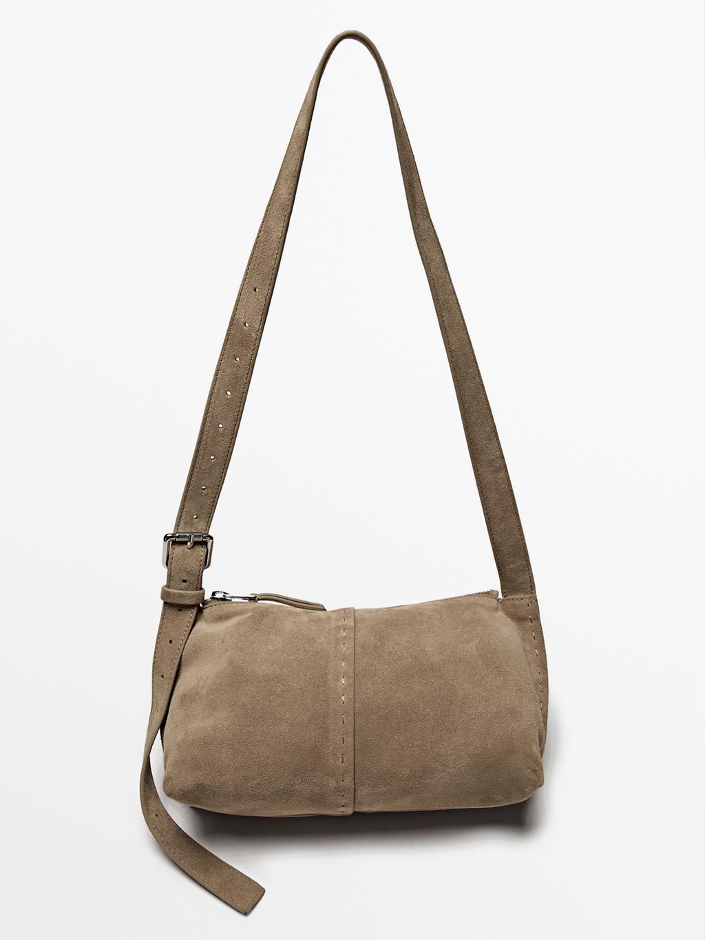 Split suede leather mini crossbody bag