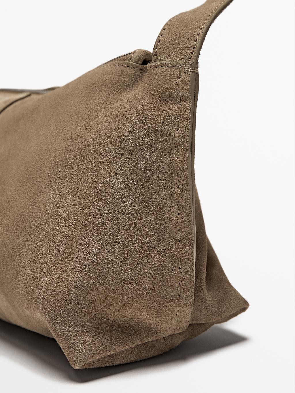 Split suede leather mini crossbody bag